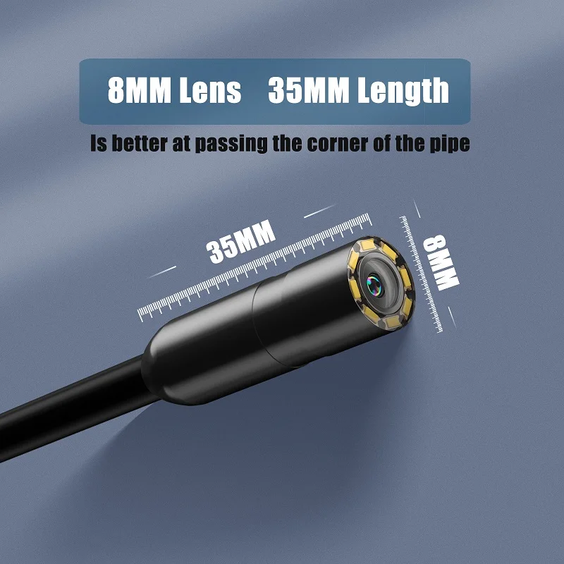 Bedrade Endoscoop Camera Direct Verbinden Met Iphone Ipad Hd 960P 8Mm Lens Pijp Auto Inspectie Borescope 8led Lichten Ip68 Waterdicht