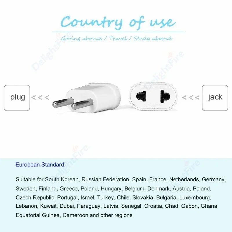 White US AU To EU European KR Plug Adapter 2 Pin American Euro Travel Power Adapter AC Converter Electric Plug Outlet Socket CE