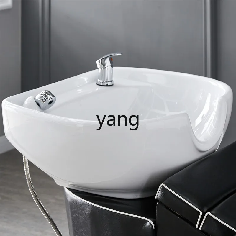 LMM hair salon special ceramic basin hair salon half lying shampoo bed