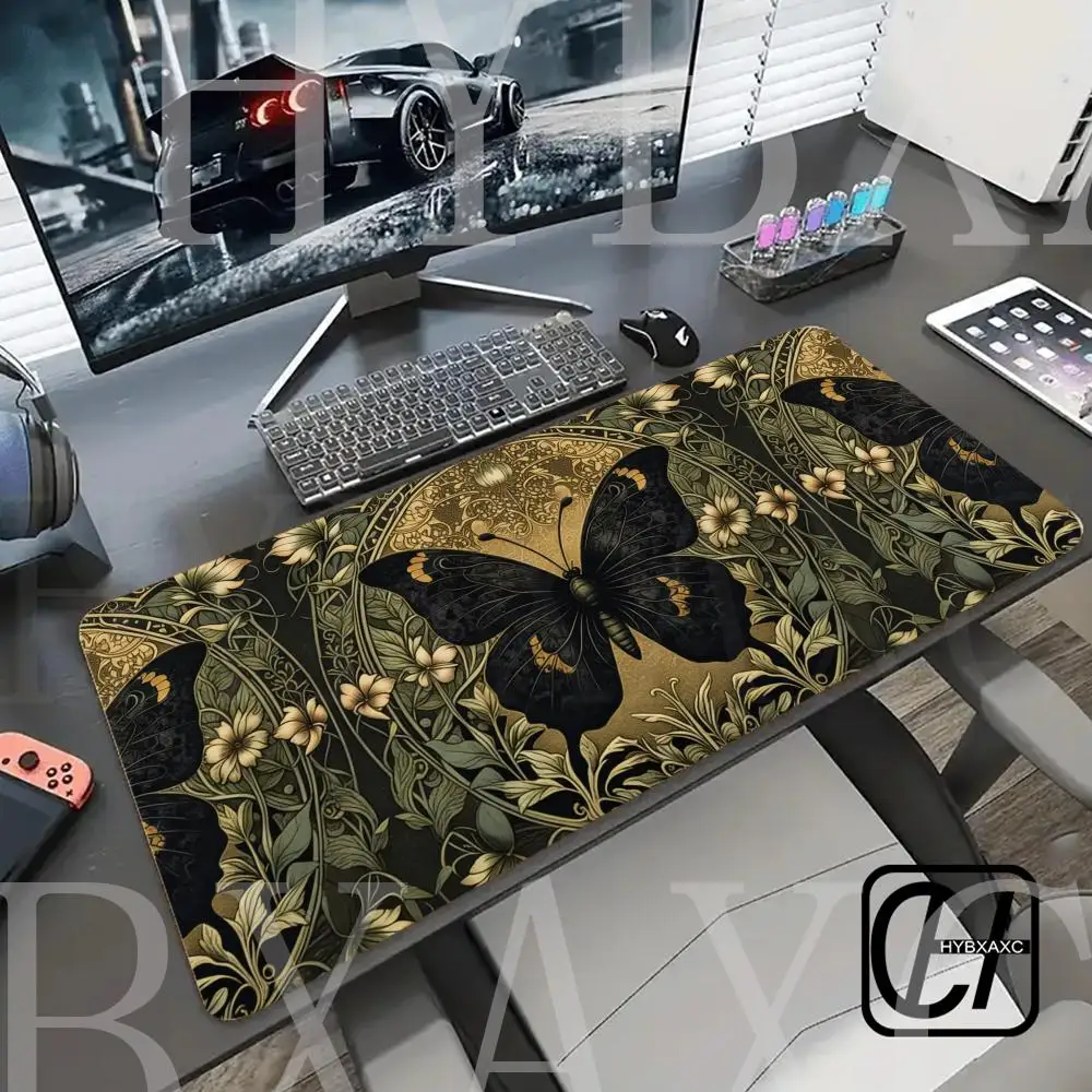 

Retro floral and butterfly design Mouse Pad rubber anti-slip Desk Mat gamer pc accessories HYBXAXC mat keypad expansion mousepad