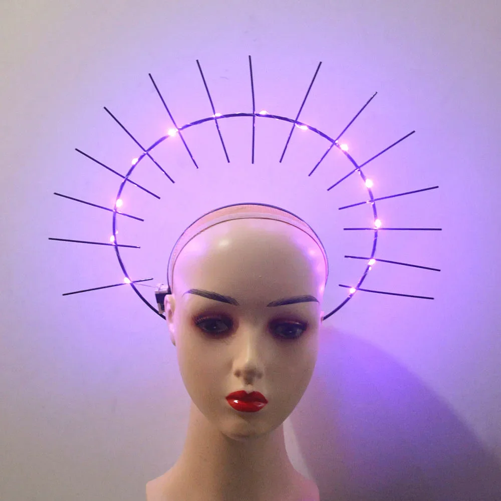 LED migające podświetlenie anioł z pałąkiem na głowę Halo korona królowa chluba kostium na bal maskowy blask wesele festiwal — zdjęcie 5