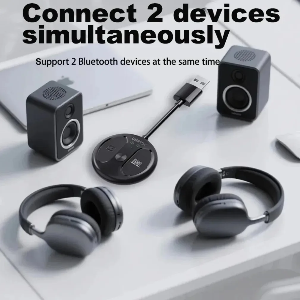 

New 3C-USB Bluetooth 5.4 Audio Transmitter 50M Barrier-Free Wireless Stereo Music Adapter USB Dongle Connect 2 Headphones