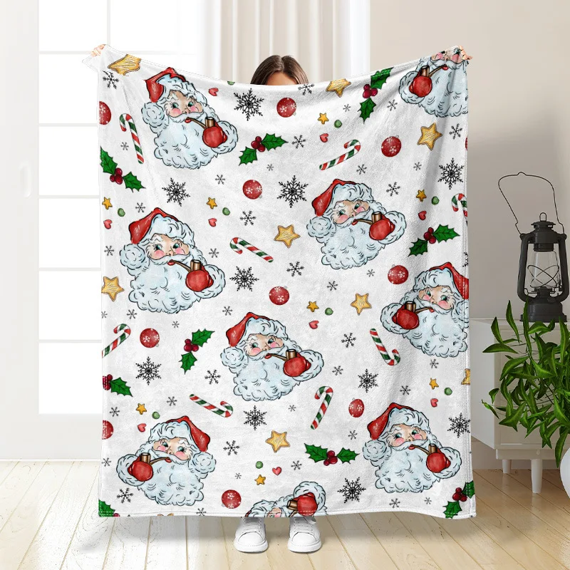 Christmas Flannel Blanket Digital Printing Flannel Blanket Factory Sofa Blanket Holiday Gift Animation Blanket