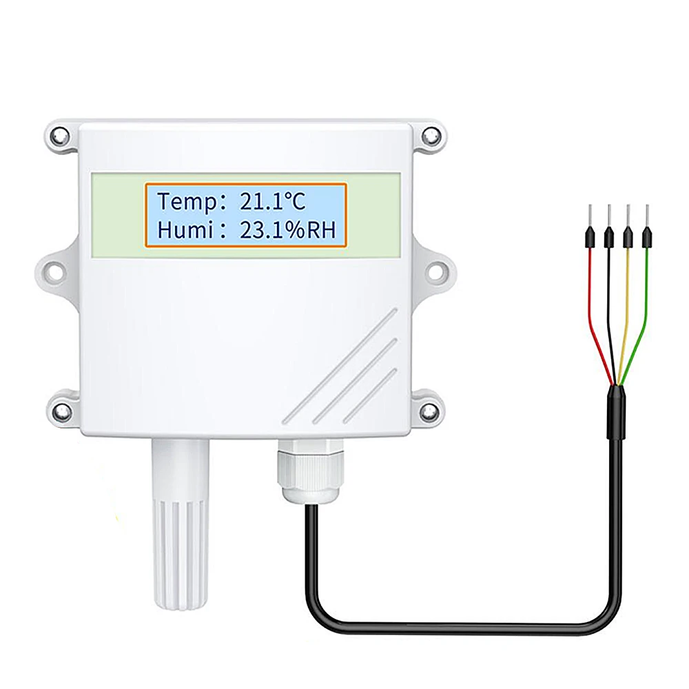 LCD Display Temperature and Humidity Sensor SHT40 Probe Wall-Mounted Detector Waterproof Transmitter Sensors RS485 OEM 1M 3M 10M