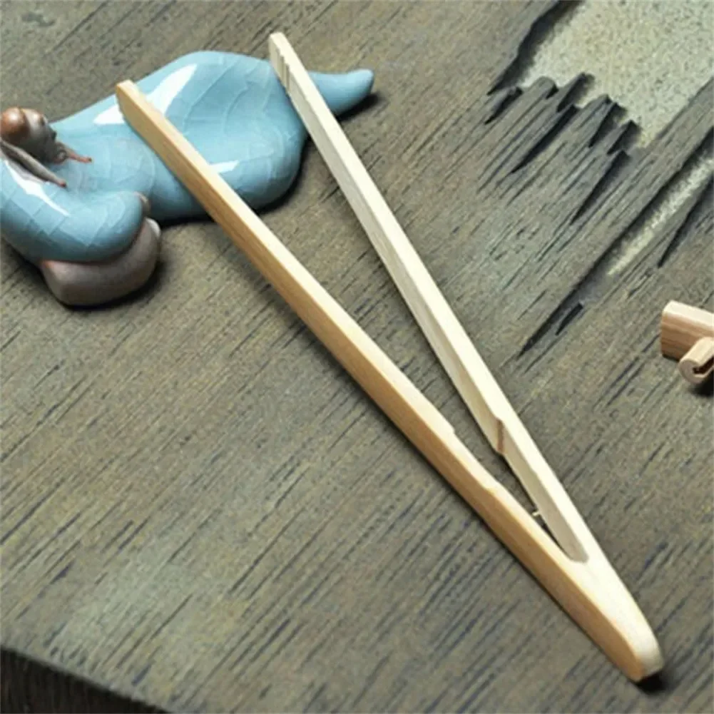 2PCS 18cm Natural Bamboo Wooden Food Toaster Tongs Tea Clip Tweezers For Toast Pickles Tea Cooking Kitchen Accessories