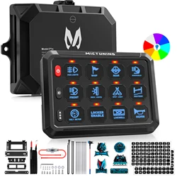 MICTUNING P1s RGB 5 Inch 12 Gang Switch Panel,Toggle Momentary Strobe Pulsed Switch Pod with Backlit Off for Truck RV Offroad