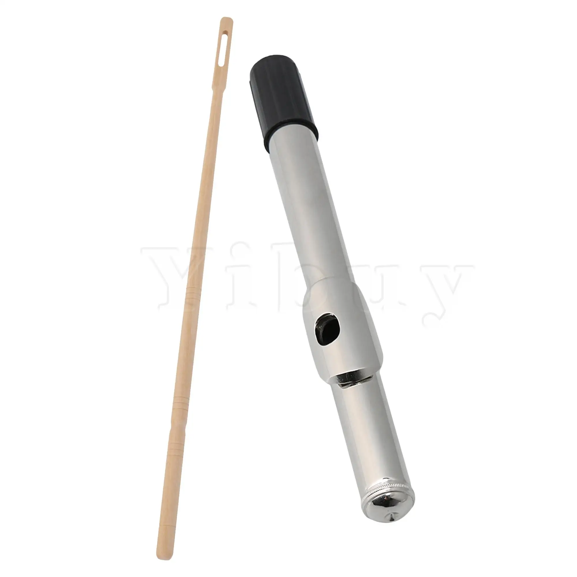 Yibuy 2 Pcs Silver Flute Head Joint Replacement w/ 13.78 Inch Wooden Stick