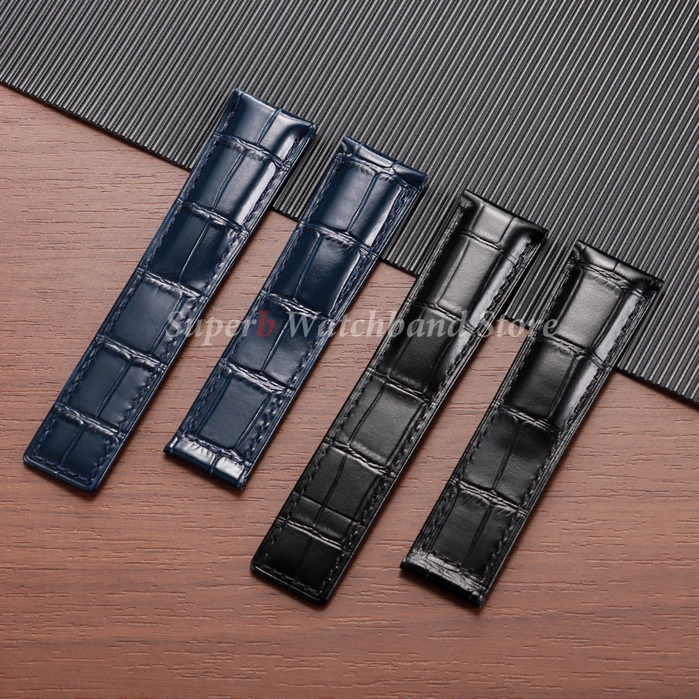 Pulseira de relógio de couro de vaca para tag heuer carrera monaco 20/22/24mm pulseira de relógio com padrão de bambu acessórios de pulseira de negócios