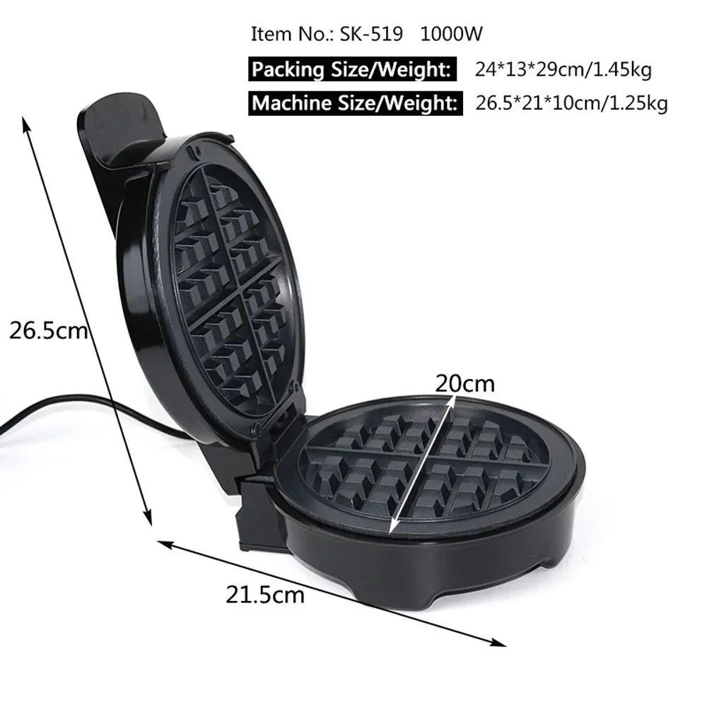 Máquina de waffle elétrica, aparelho multifuncional, molde revestido antiaderente, adequado para café da manhã, sobremesa, lanches