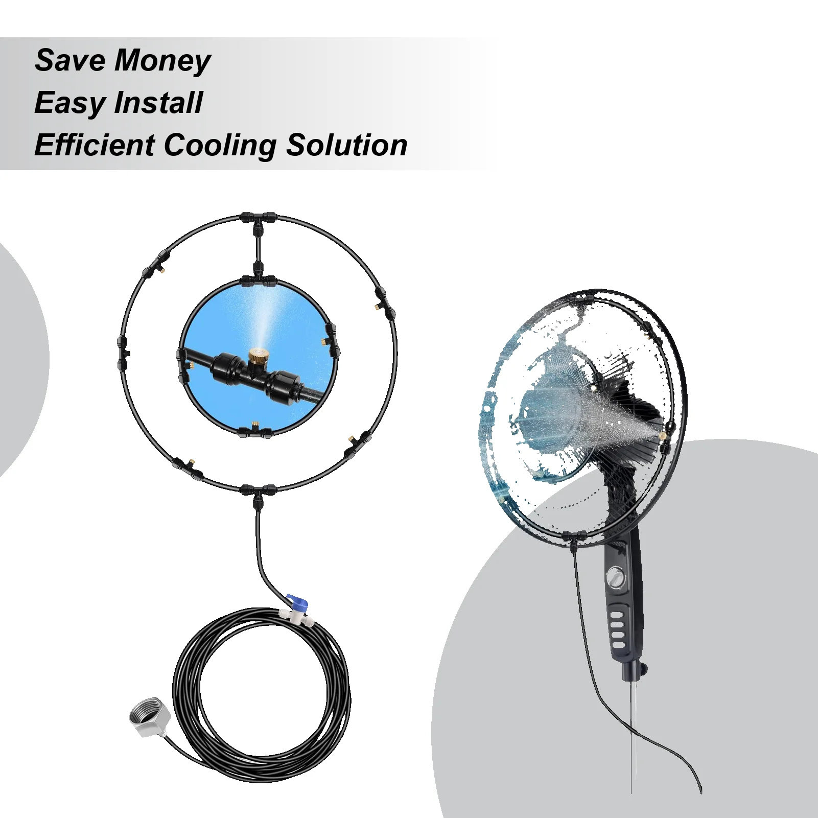 Misting Kit for Fan Fog Mist System Garden Water Mist Sprayer Water Misting Cooling Fan Ring for Cafe Restaurant Outdoor Misting