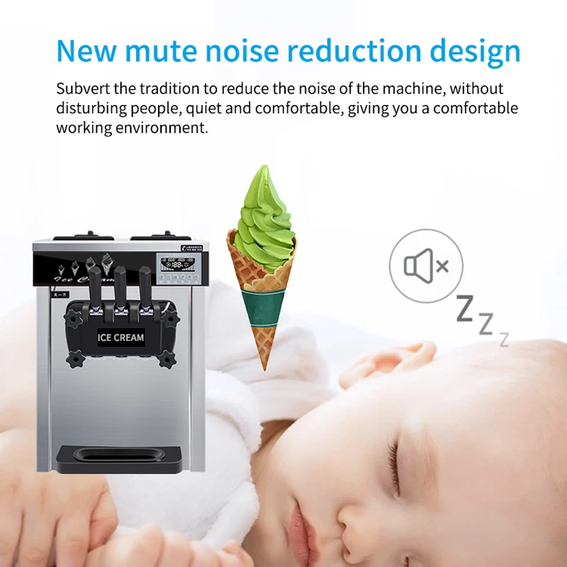 Машина для мороженого, мини-коммерческая двойная система, 3-фрагменная мини-машина для мягкого мороженого, настольный компьютер большой емкости