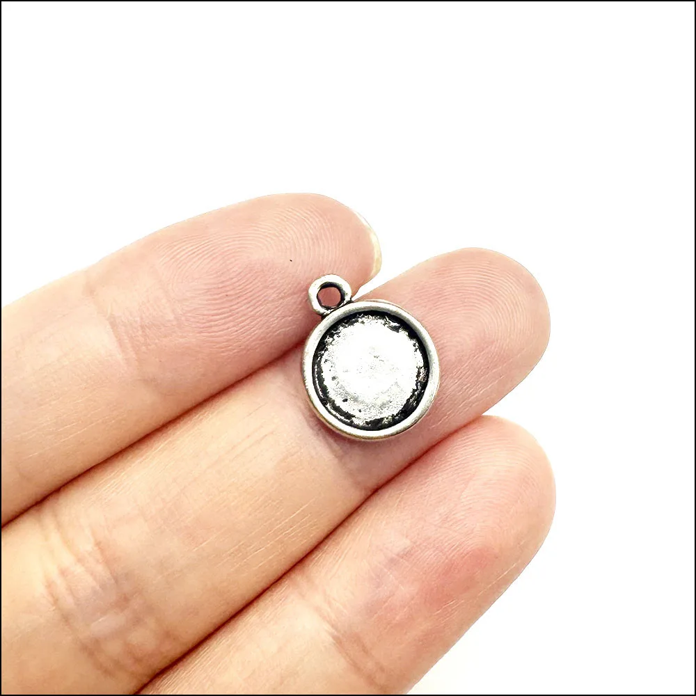 New Inside 10mm Picture Frame Retro Tibetan Silver Plated For Bracelets Charms Making Jewelry HCJBAB