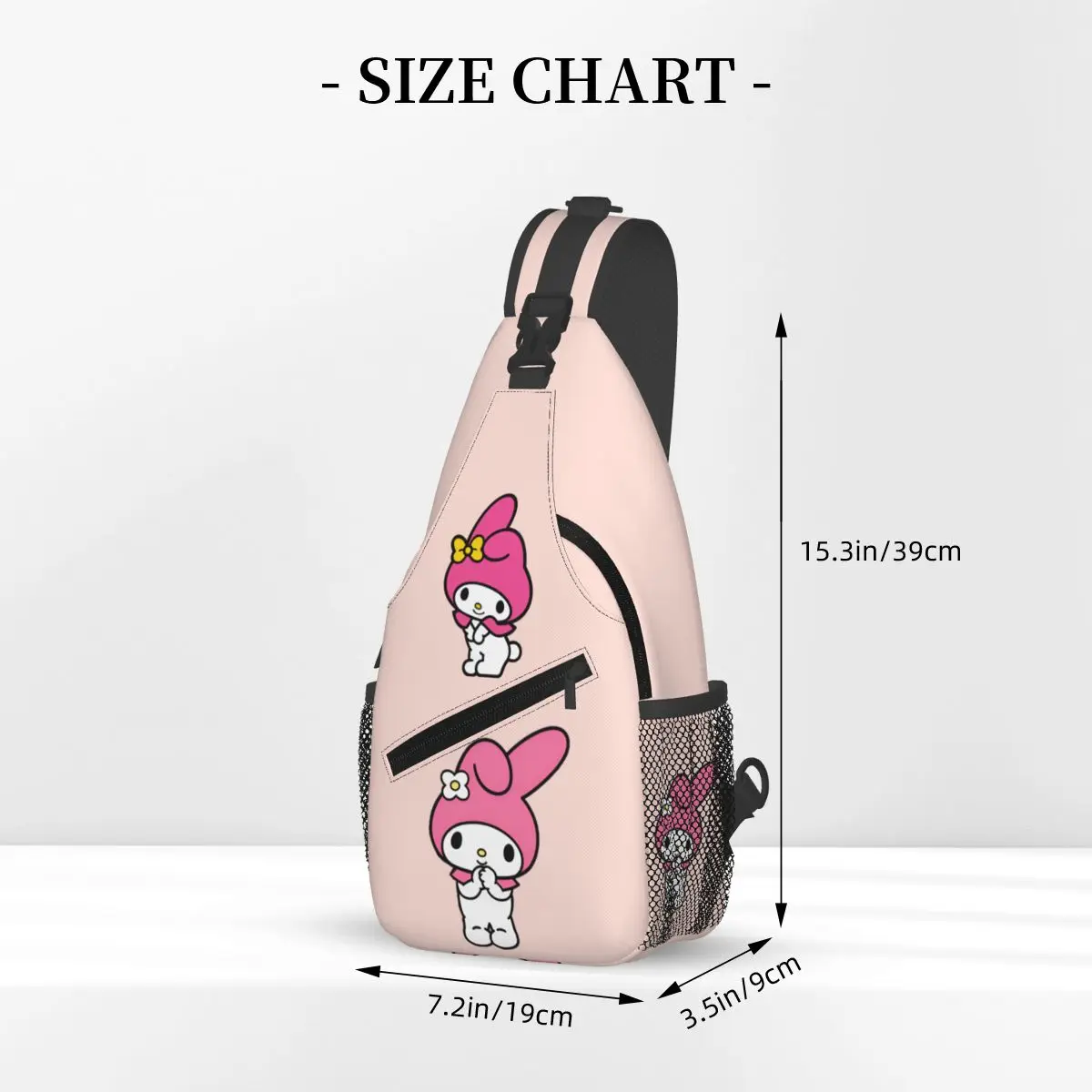 Sanrio Crossbody Sling Bag para Homens e Mulheres, My Melody, Bolsa Peito, Mochila de Ombro, Mochila para Viagem, Caminhadas, Biking, Presentes Kawaii