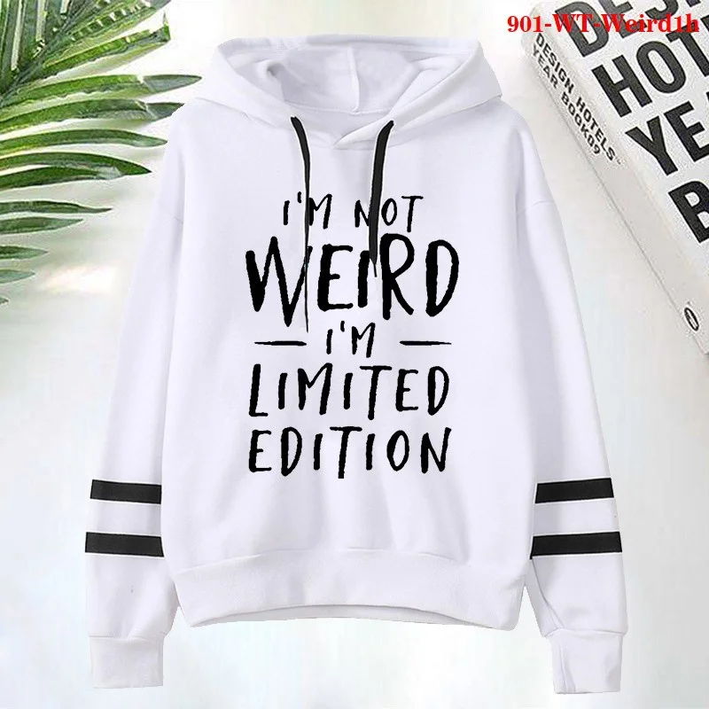 

Autumn Winter Loose Hoodies Women's Casual I'm Not Rude Printed Long Sleeve Hooded Pullover Sweatshirts