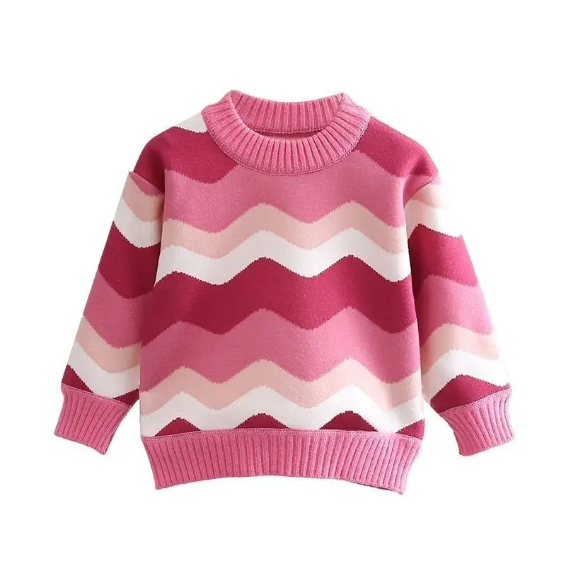 Bild 7: Herbst-Winter-Mädchenpullover, süßer Kinderpullover, mit Fleece gefüttert, dick, warme Strickoberteile, modisches Unterhemd, weich und bequem