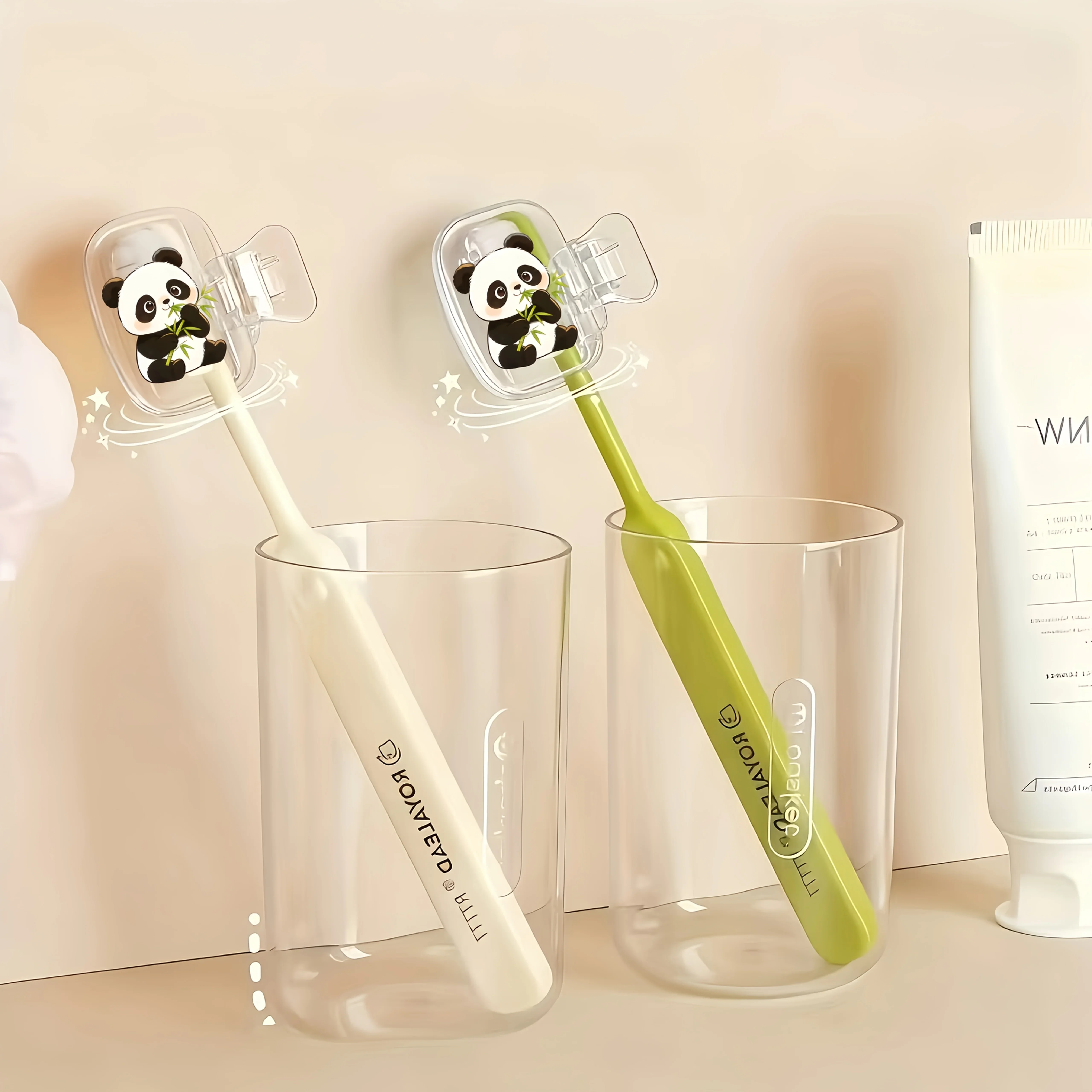 2pcs Panda Toothbrush Clip Companion for Home and Business Travel Essential Bathroom Accessory for Daily Use Gift for Lady