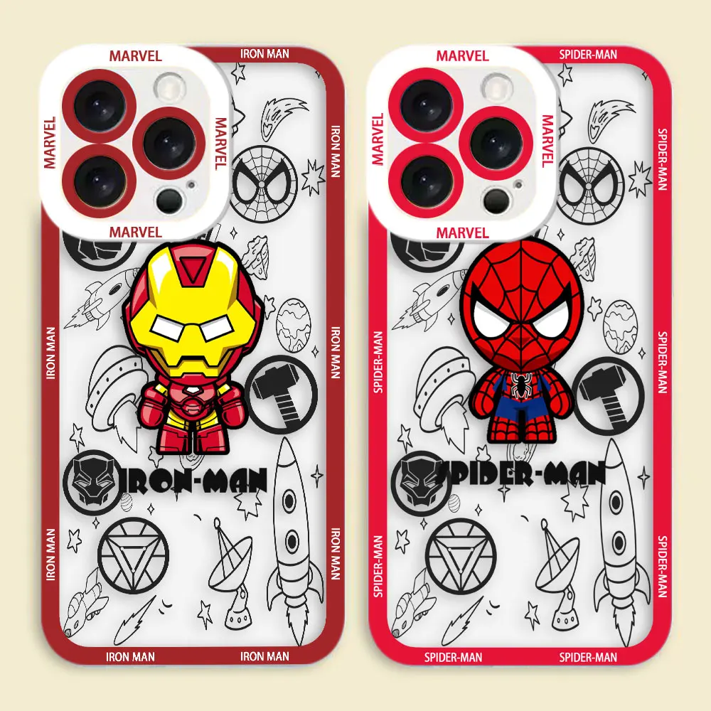 Cartoon Marvel Groot Iran Spiderman Clear Phone Case For OPPO A98 A96 A95 A94 A78 A74 A73 A60 A58 A57 A55 A54 A16 A15 A9 A5 Case