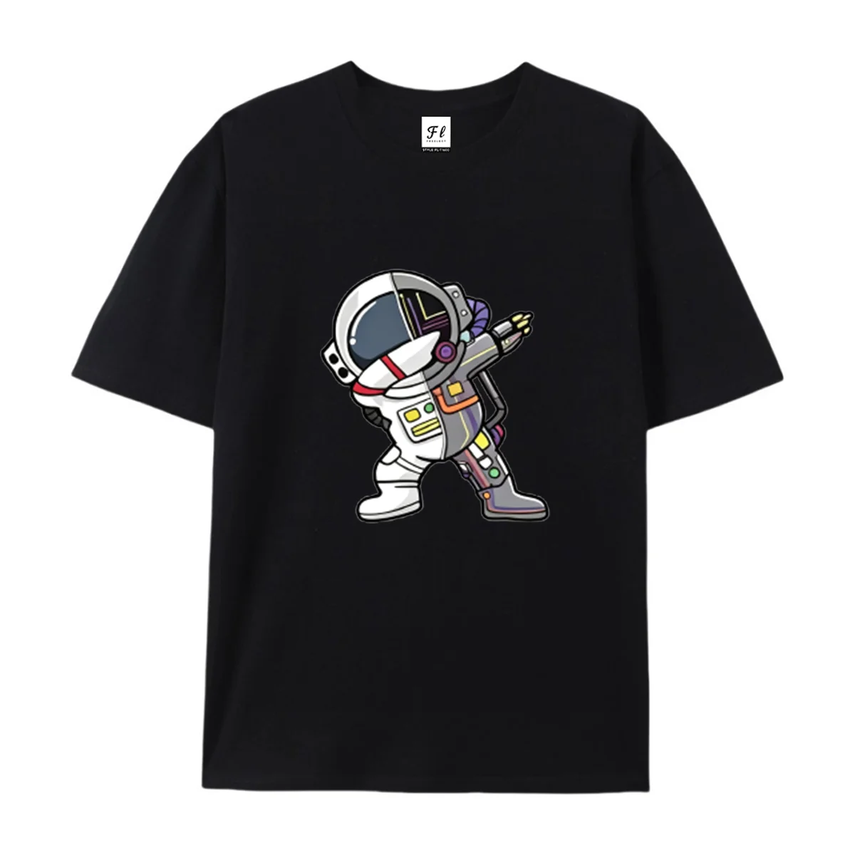 Men Short Sleeve T Shirt Half Astronaut Mecha Graphic Print Casual Tees Round Neck Soft Cotton Street Space Themed Fashion Tops