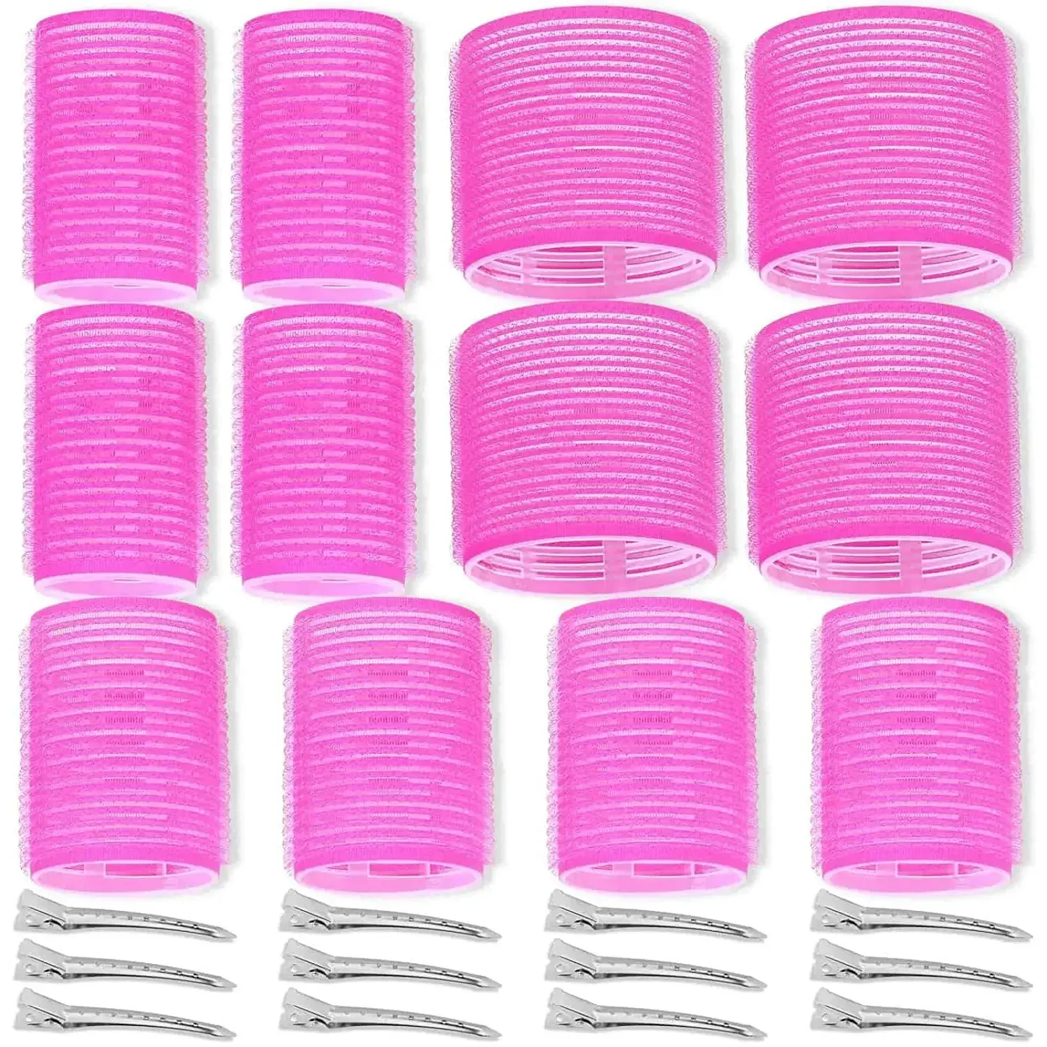 Sdotter 16/24pcs Self-Grip Hair Rollers Heatless Hair Curlers No Heat Hair Bangs Volume Self-adhesive Hook & Loop DIY Styling To