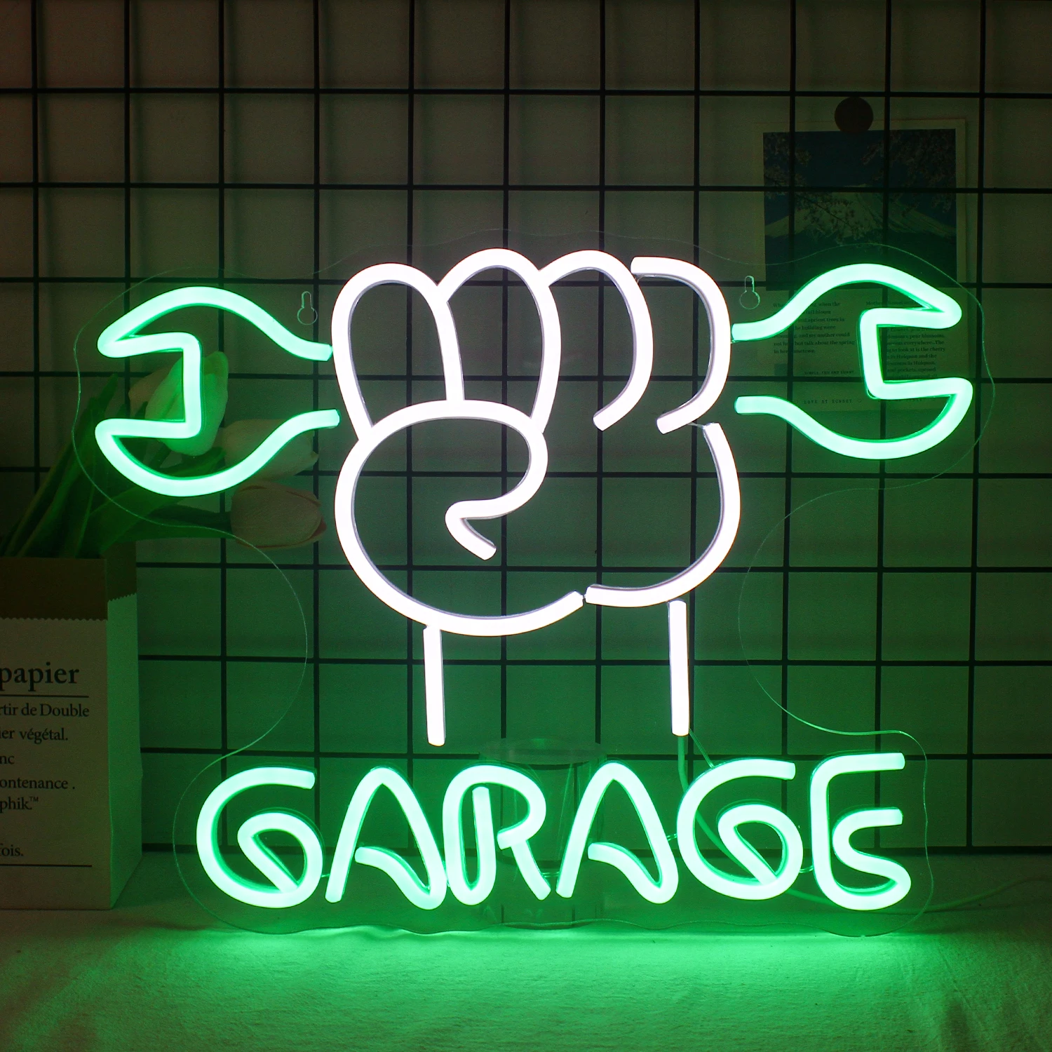 led neon light up sinais para wall decor usb powered verde branco homem caverna porta de garagem auto repair loja 01