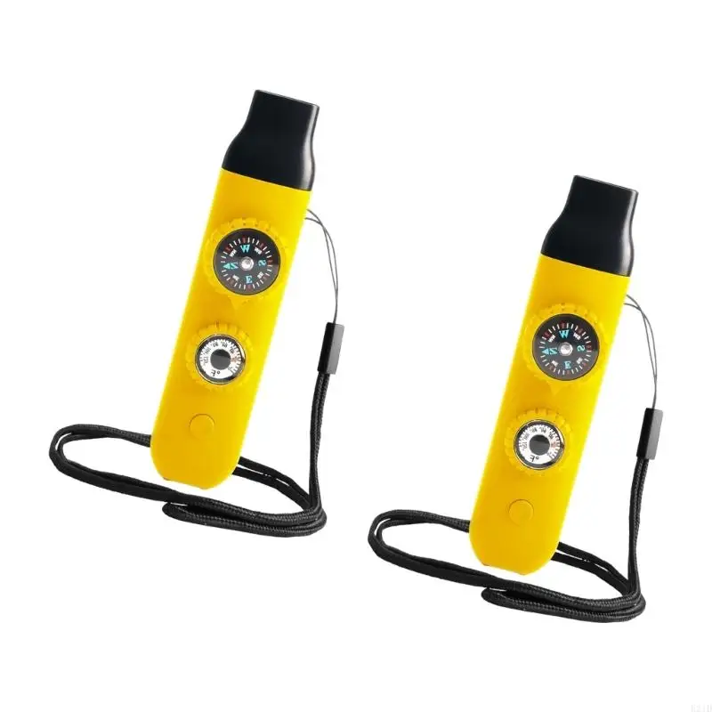 LED Light Thermometers for Survival Multifunction 7in 1 Outdoor Camping Hiking Whistled with Compasses Magnifiers