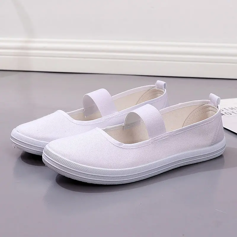 Płócienne buty dla kobiet Whit Slip on Woman Footwear Flat Urban Vulcanized Cotton Original Fashion 2024 Luxury New in Designer Y2k