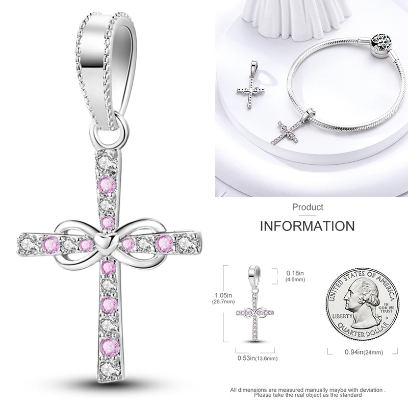 2026 Neuer Rosa Charm aus 925 Sterling Silber, Herz-Schleife-Parfüm-Rosen-Perlenanhänger, passend für europäische Armbänder, DIY, romantisches Geschenk für Frauen – Detail 30