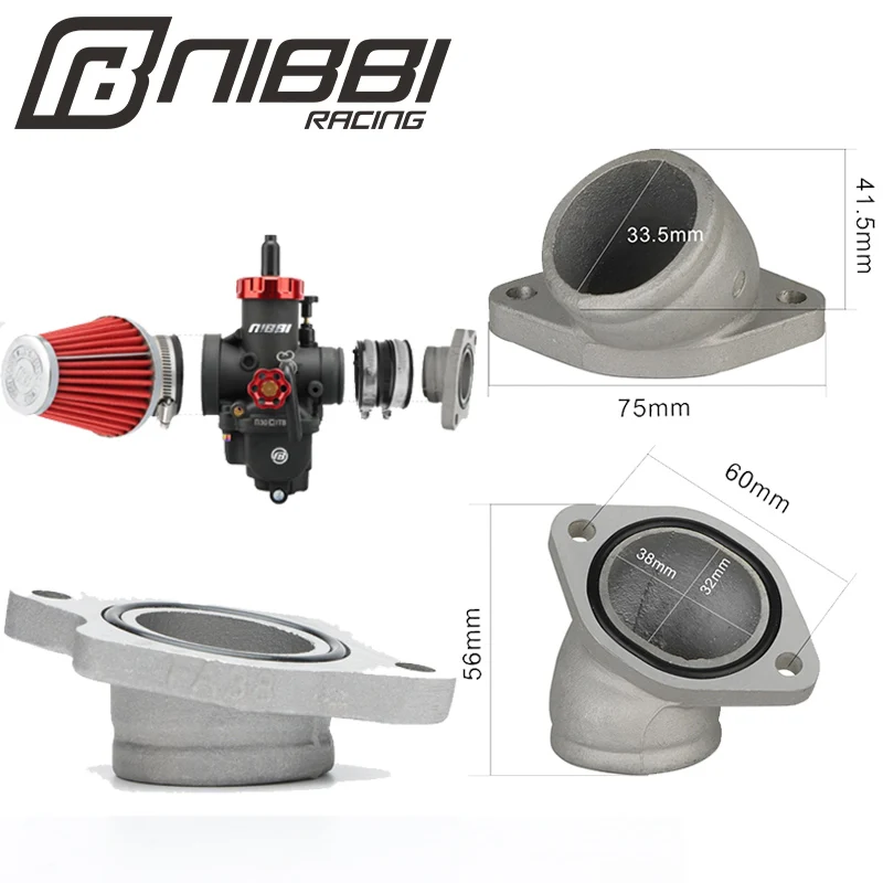 NIBBI Aluminium Zongshen CB300RL Engine Intake Manifold Adapter Hawk250CC Dirt Bike Carburetor Connect Manifold Motorcycle Part