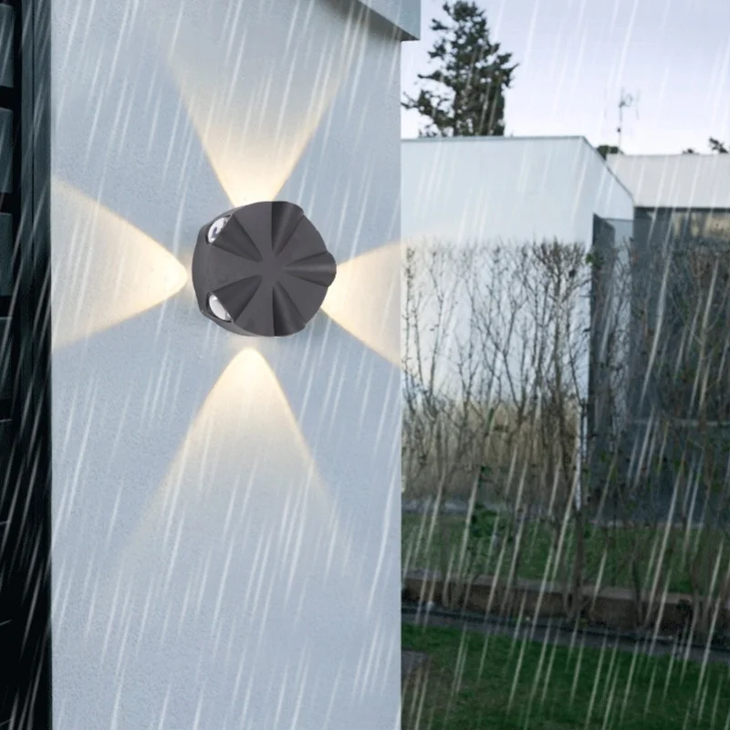 

Wall Sconce LED Simple Round Aluminum Outdoor Waterproof Black Wall Light 5W 5LED Five Sides Lighting AC85-265V