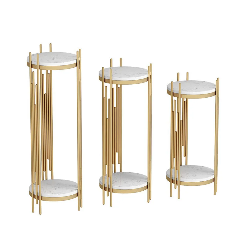 

Light luxury marble flower stand, wrought iron shelf, floor-to-ceiling ornament next to living room TV cabinet, balcony flower