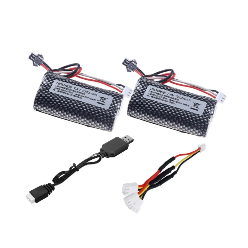 18650 7.4V 5000mAh Lipo battery with Charger For WPL MN99S D90 U12A S033g Q1 H101 Rc Toys Boats Cars Tanks Drones Accessories