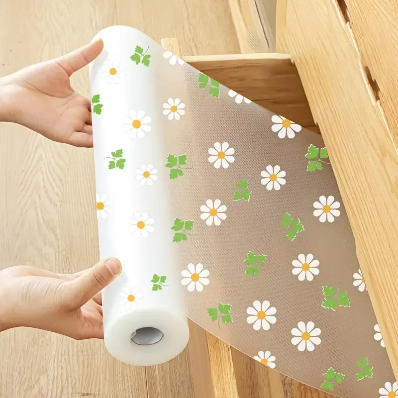 1 Rolle bunte, mit Blattmuster gepolsterte, nicht klebende, rutschfeste, wasserdichte und staubdichte EVA-Schrankmatte für Schubladen und Regale – Detail 5