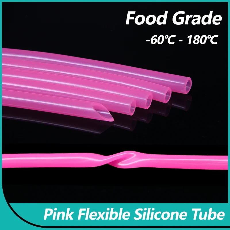 

Food Grade Pink Flexible Silicone Tube 2x4 3x5 3x6 4x6 4x7 5x7 5x8 6x8 8x10mm ID x OD Soft Nontoxic Tasteless Silicone Rubber Ho