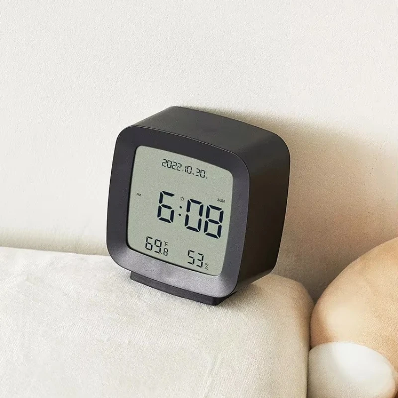 Digital Alarm Clock LED Backlight Temperature Humidity Calendar Week Display 12 24 Hour Switch Electronic Clock for Bedroom Desk