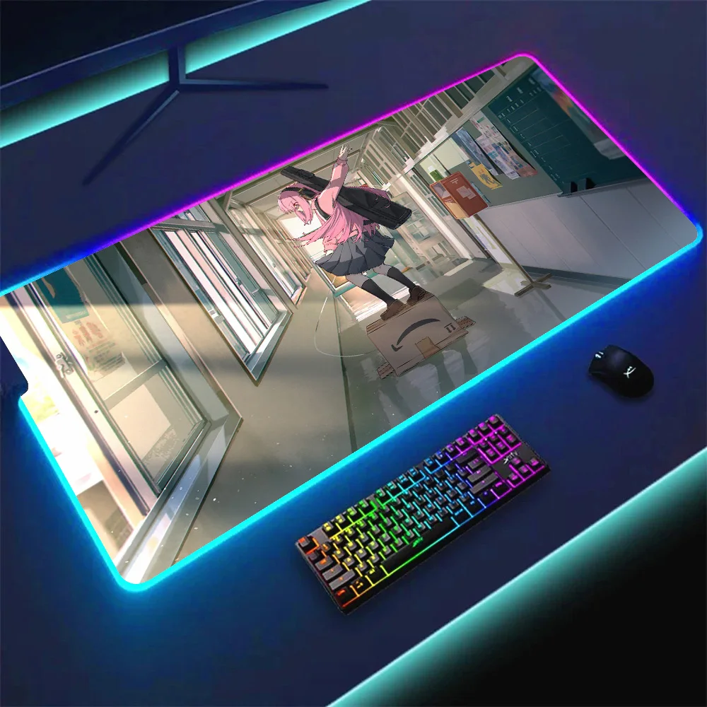 Imagem -03 - Grande Rgb Led Mouse Pad Bochi The Rock Mousepad Desk Mat Rubber Keyboard Mats Deskpad Xxl 40x90cm