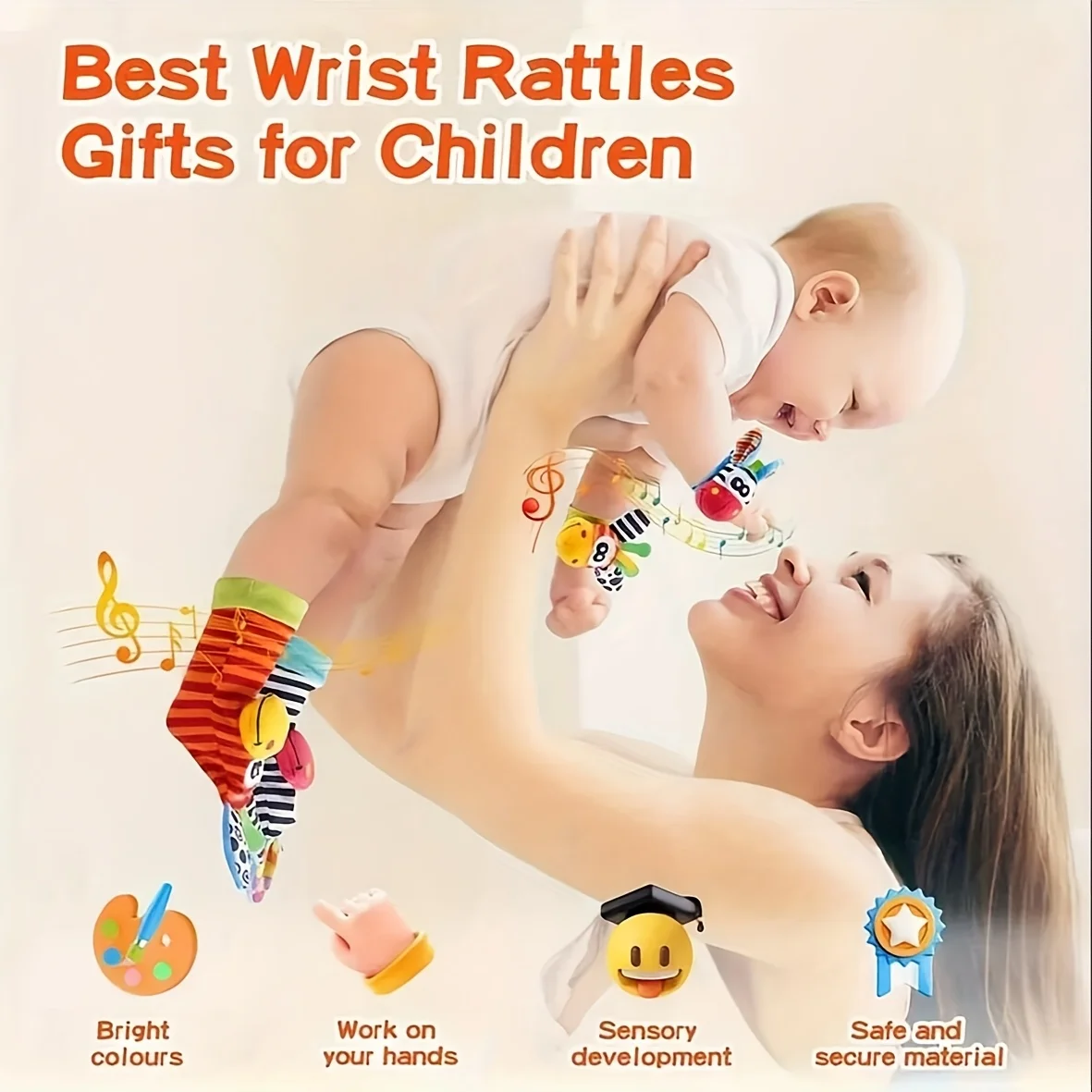 4pcs/Set Baby Infant Wrist Rattle Socks Toys 0-12 Month Girl Boy Early Educational Development Cute Toddlers Sensory Gifts view 6