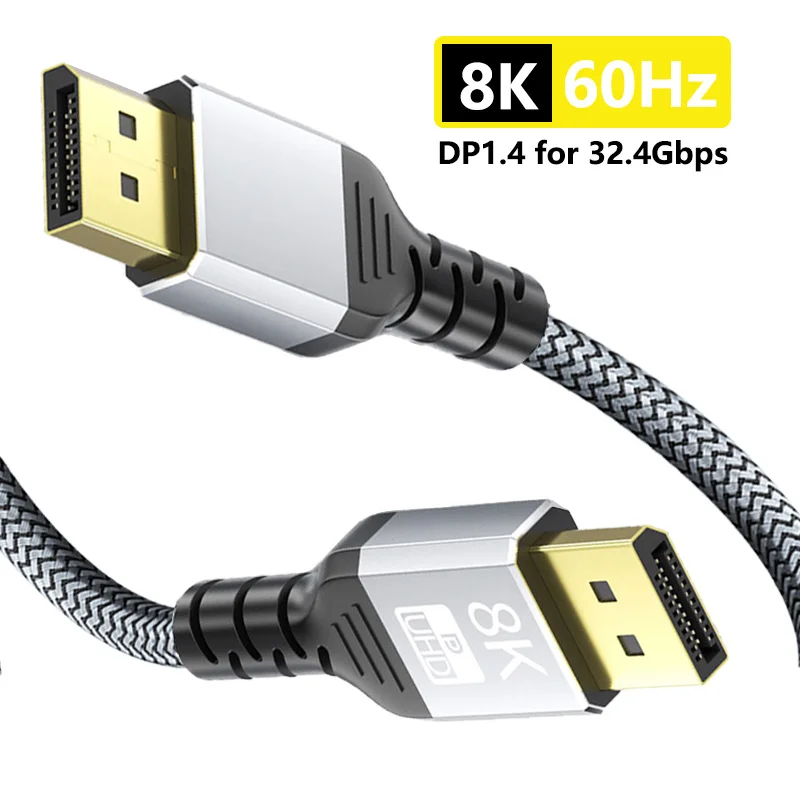 Displayport DP إلى DP كابل 8K 60 هرتز كابل صوت الفيديو 30AWG سلك منفذ عرض من النحاس النقي لشاشة عرض صندوق التلفزيون المحمول