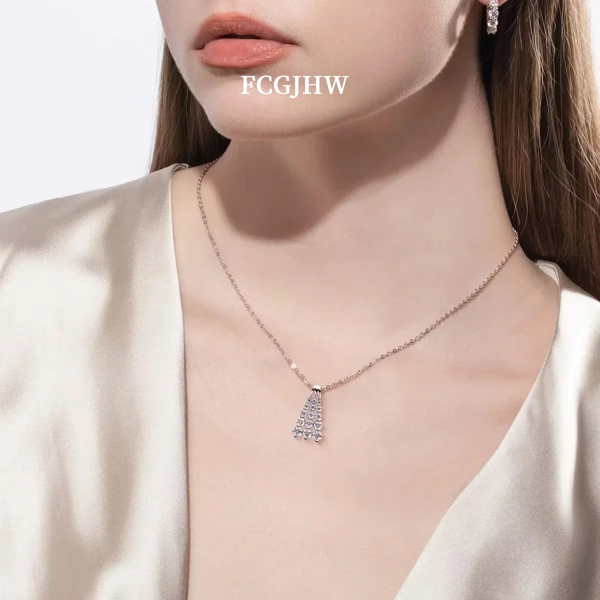 FCGJHW D Color Moissanite Chandelier Pendant Necklace GRA S925 Sterling Silver 18k Gold Plated Drop Necklace Women Jewelry 2026