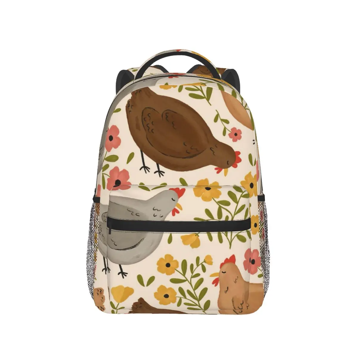 

Chic Chick And Floral Pattern Backpack Hot Sale Daypack Large Capacity Kids BookBag School Bag Shoulder Bags for Men Women