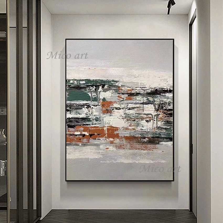 

Linen Canvas Wall Art Abstract Painting Unframed Modern Art Decorative Acrylic Artwork Large Size Wall Picture For Restaurant