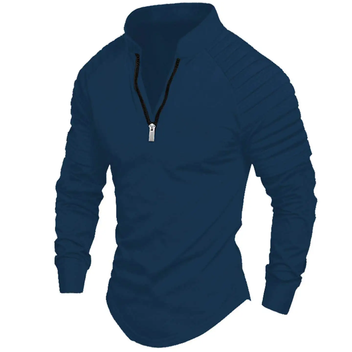 

Men's Zipper Long Sleeve Shirt Autumn Sports Horseball Shirt Citywalk Cleanfit Striped Pattern Non-fading