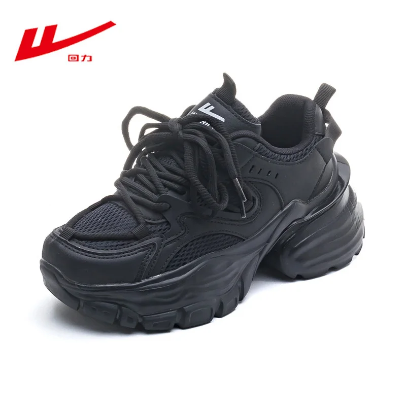 WARRIOR Girl Thick Sole Casual Shoes Size 35-40 Height Increase Retro Street Clunky Sneaker Light Mesh Breath Shoes