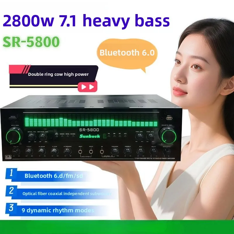 

Hot Sales Shanyu SR5800 High Power 7.1 Channel Power Amplifier Bluetooth Professional KTV Stage Home Audio Amplifier