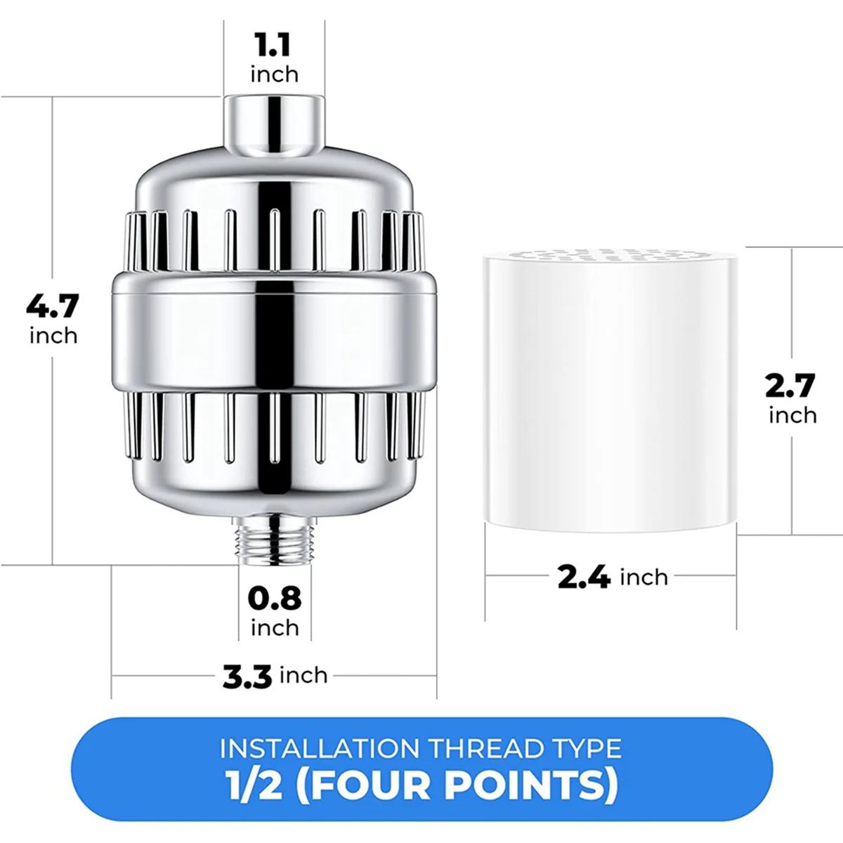 2X Shower Filter 20-Stage Showerhead Filter for Hard Water Shower Water Filter with 4 Replaceable Filter Cartridges