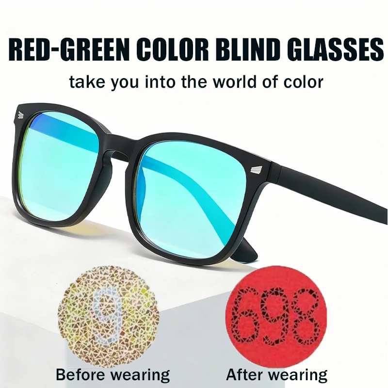 

Red Green Color Blind Glasses Women Men 2025 Luxury Brand Square Reading Anti Blue Light Eyewear For Ladies Correction Shades