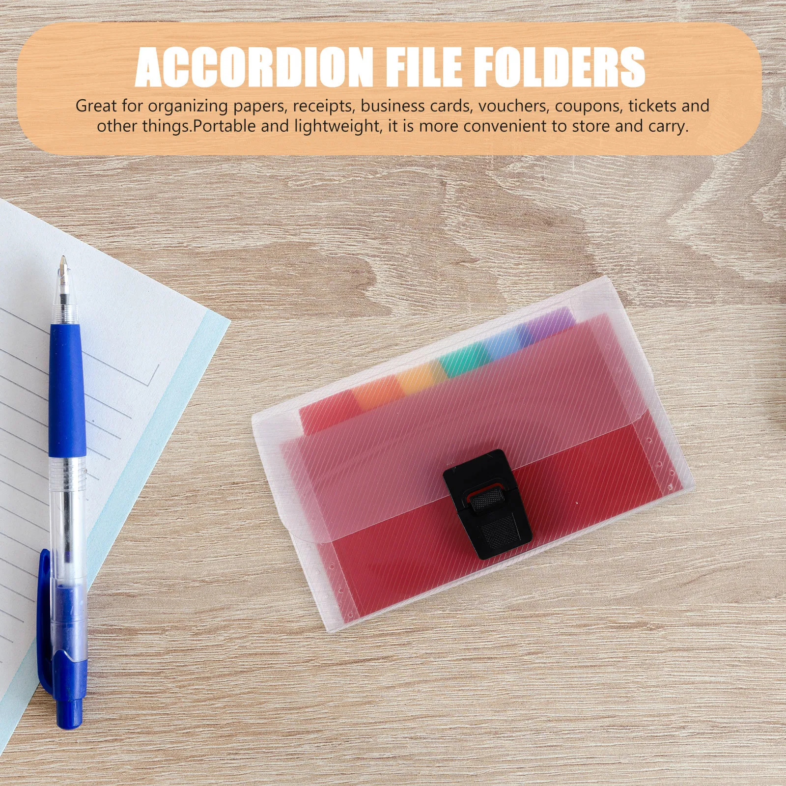 Rainbow Accordion Folder Plastic File Organizer For Documents Receipts Business Cards Tickets Multi Pocket Expanding File