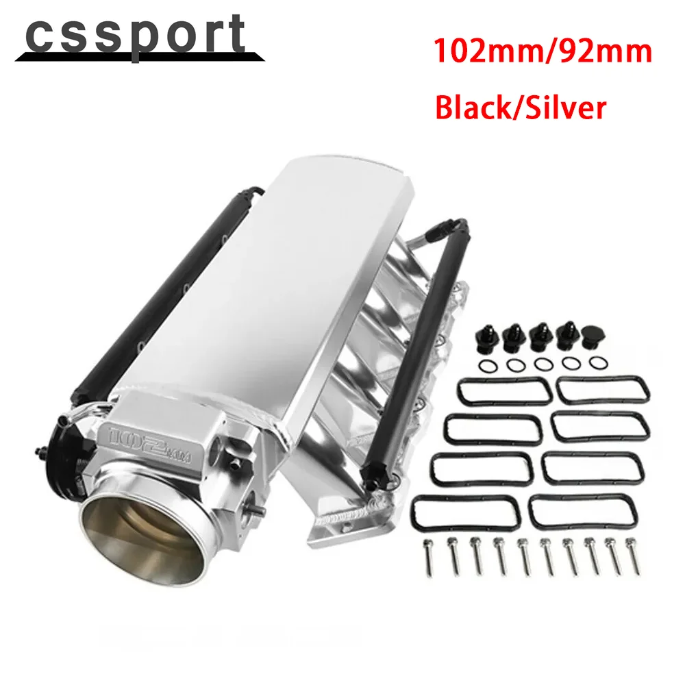 Trilho coletor de admissão de corrida, 92mm/102mm, corpo do acelerador do coletor de admissão de oito furos para ls ls1 ls2 ls6 chevrolet gmc pontiac