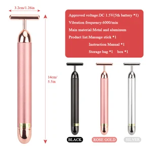 مدلك الوجه بالاهتزاز ذو الأسطوانة عيار 24 قيراطا ، جمال بشرة الوجه التخسيس ، شد المعصم ، رفع تدليك الوجه ، شد شريط التجاعيد أفضل 6 هزاز للوجه مبيعا - رقم 6