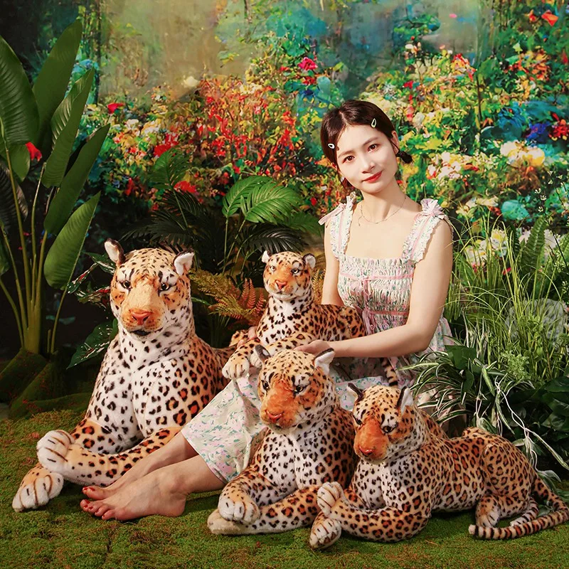 Brinquedos de pelúcia Leopardo Recheado Infantil, bonecas gigantes macias, vida real, modelo Cheetah, alta qualidade, presente de aniversário, simulação, 170cm