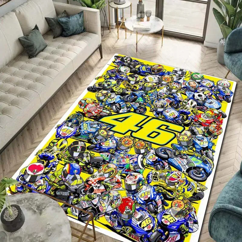 V-VR46 Motorcycle Racing Print Area Rug Non‑Slip Soft Floor Carpet Bedroom Living Room Game Room Birthday Gift Home Decor